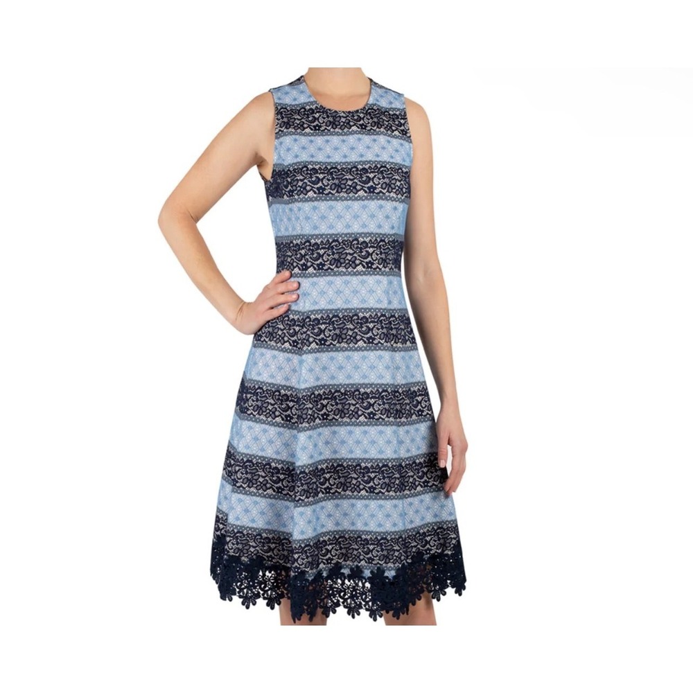 Donna Ricco Blue‎ Lace Fit & Flare Dress Size 10 Cocktail Wedding Guest